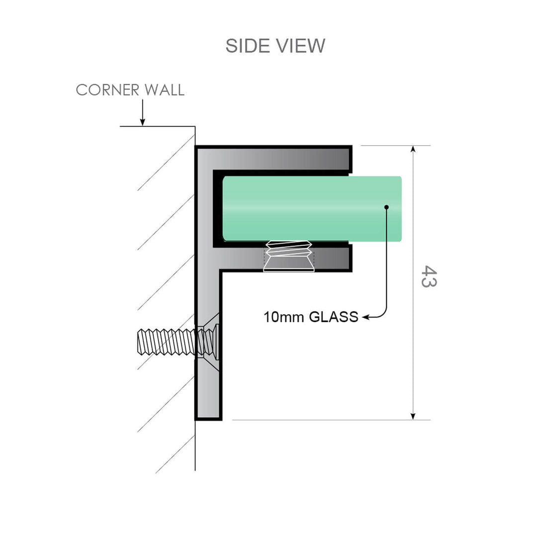 10mm Shower Screen Glass to Wall Offset Bracket Clamp