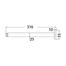 Alice Square Vertical Shower Ceiling Arm 316mm