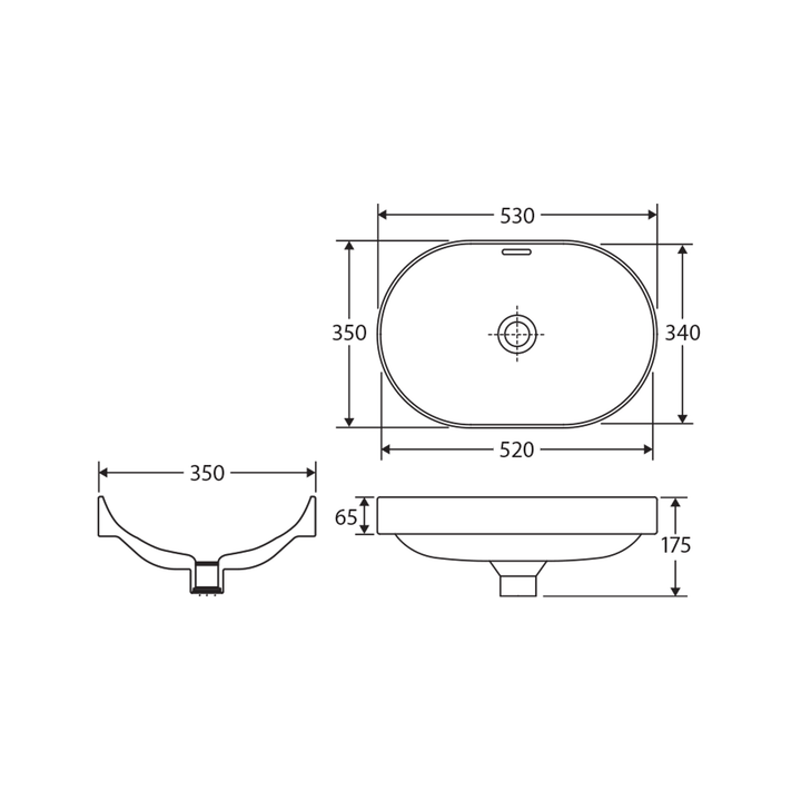 Aluca Pill Semi-Inset Basin 530x350mm