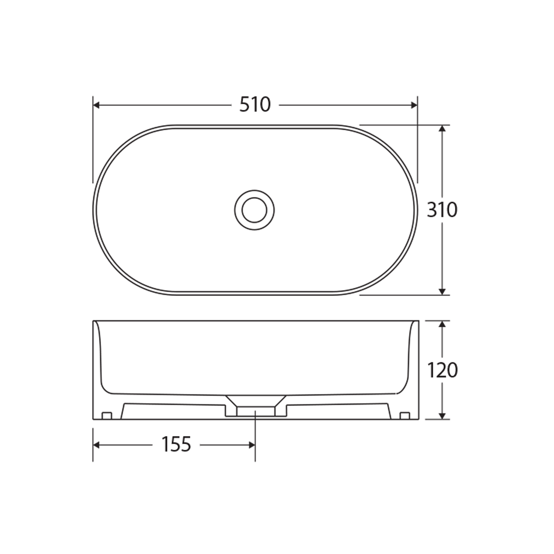 Aluca Pill Above Counter Basin 510x120mm