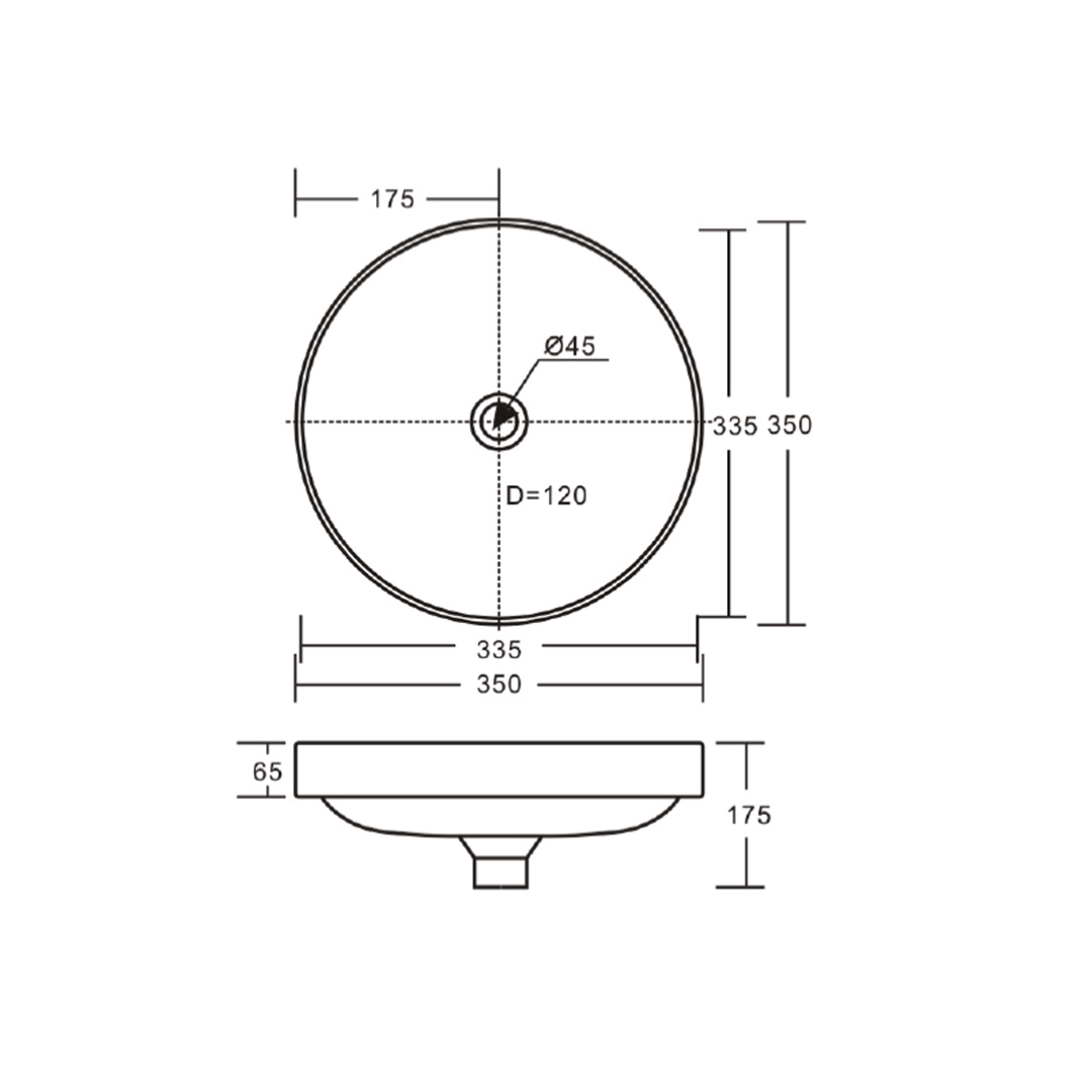 Aluca Round Semi-Inset Basin 350mm
