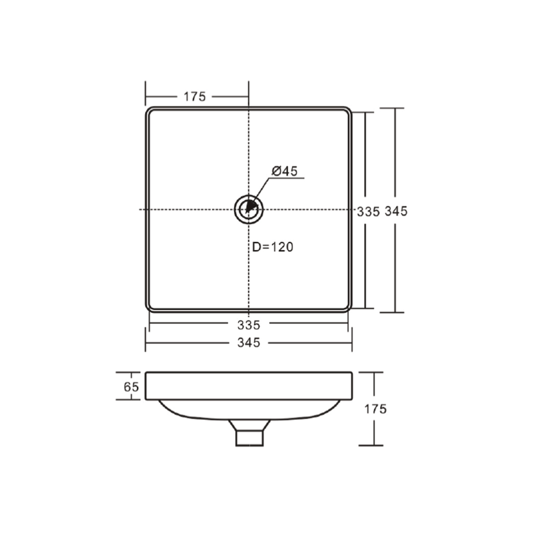 Aluca Square Semi-Inset Basin 345x345mm