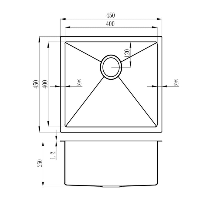 Atlas Single Bowl Stainless Steel Sink 250mm Deep
