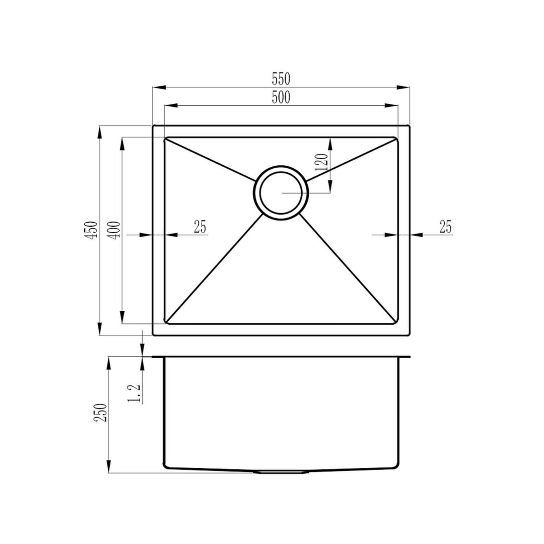 Atlas Single Bowl Stainless Steel Sink 250mm Deep