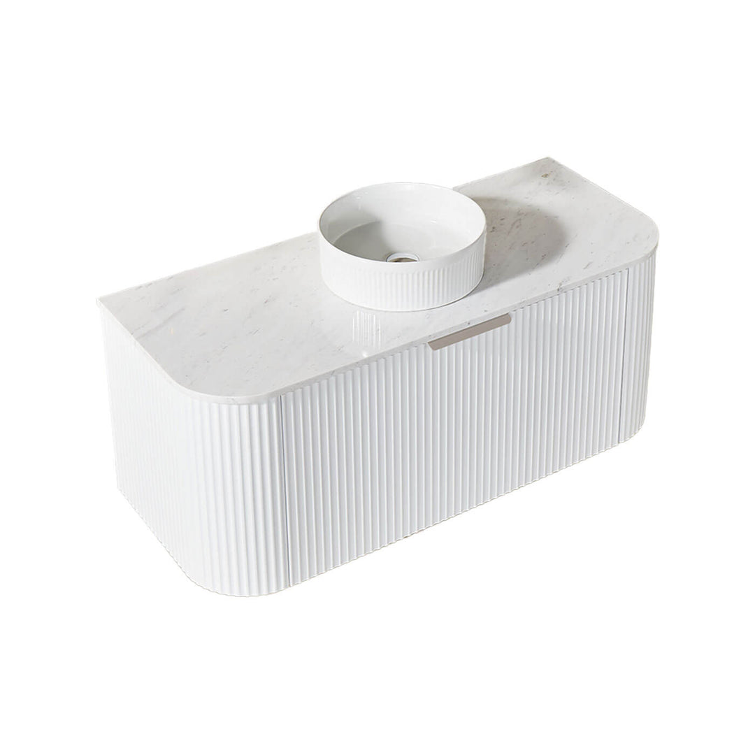 Avalon Fluted Matte White Curved Wall Hung Vanity