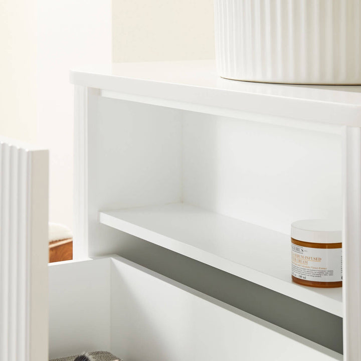 Avalon Fluted Matte White Curved Wall Hung Vanity