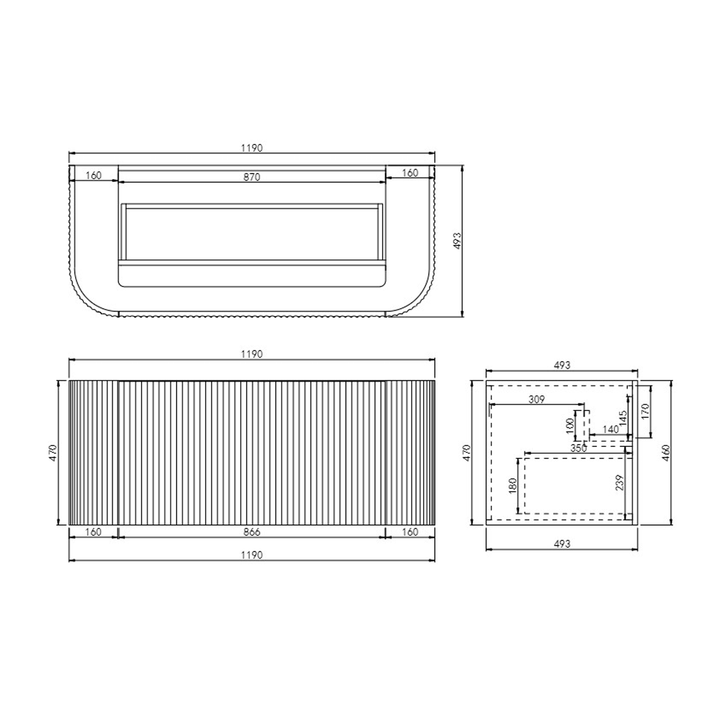 Avalon Fluted Matte White Curved Wall Hung Vanity
