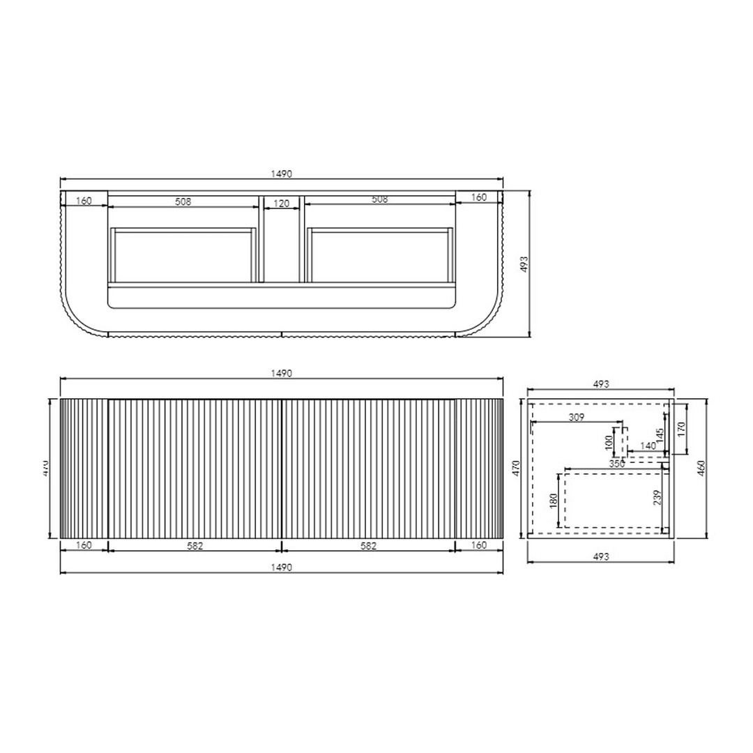 Avalon Fluted Matte White Curved Wall Hung Vanity