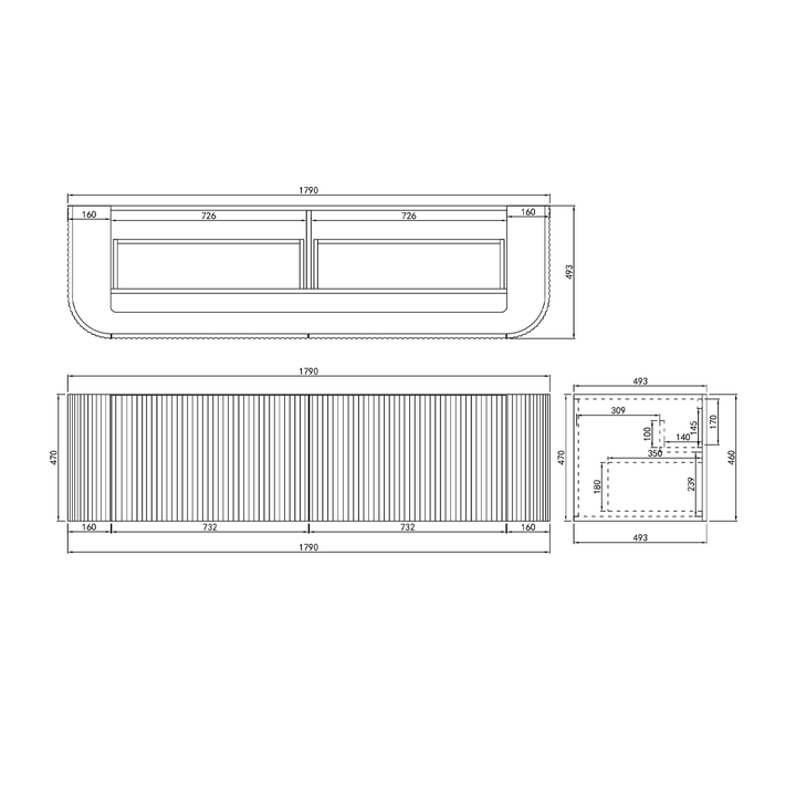 Avalon Fluted Matte White Curved Wall Hung Vanity