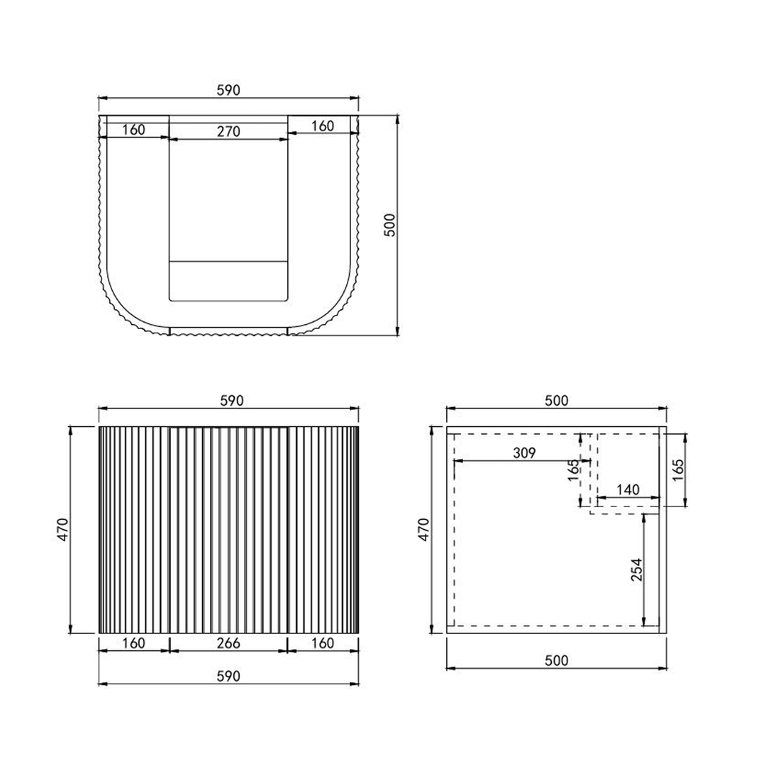 Avalon Fluted Matte White Curved Wall Hung Vanity