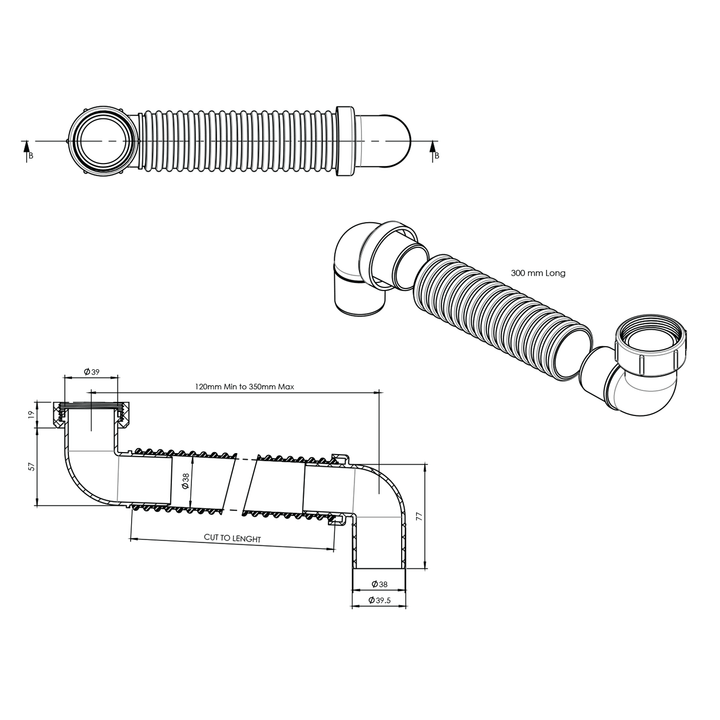 Universal Flexible Bath Waste Connector