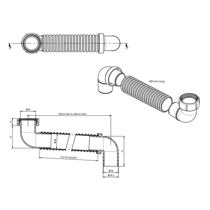 Universal Flexible Bath Waste Connector