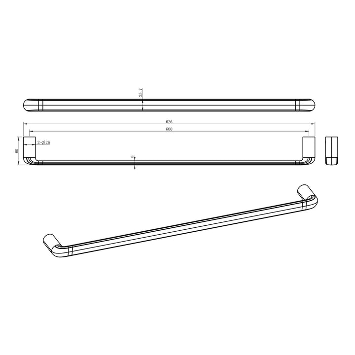 Berlin Single Towel Rail 600mm/800mm