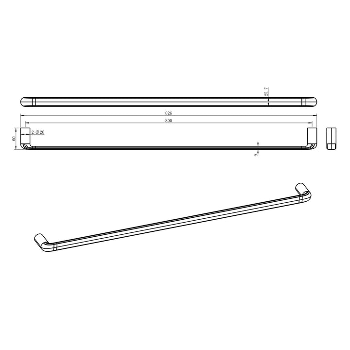 Berlin Single Towel Rail 600mm/800mm