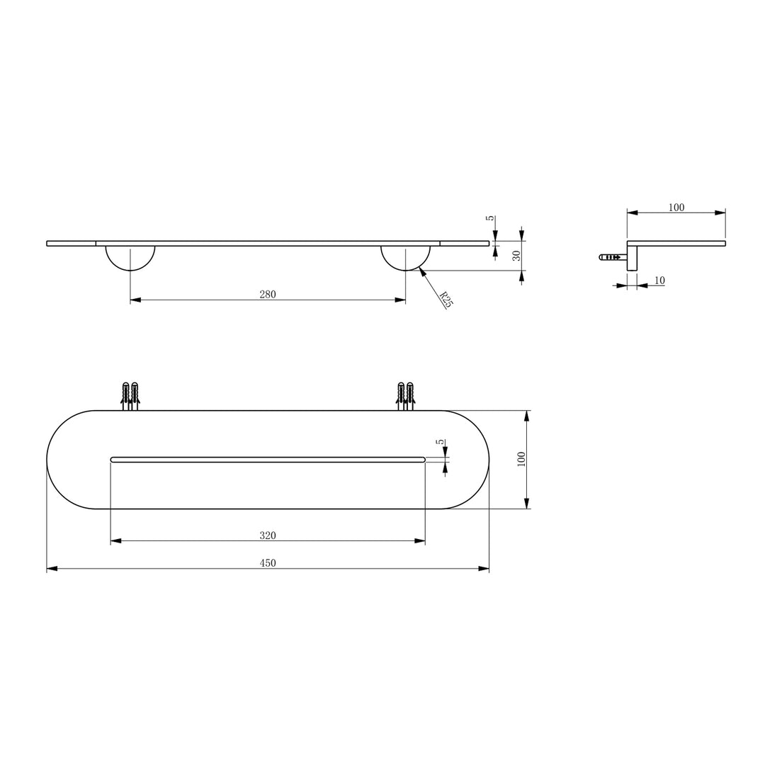 Berlin Thin Metal Shower Shelf 450mm