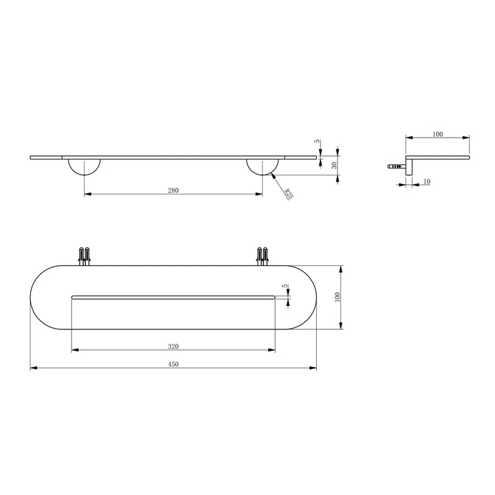 Berlin Thin Metal Shower Shelf 450mm