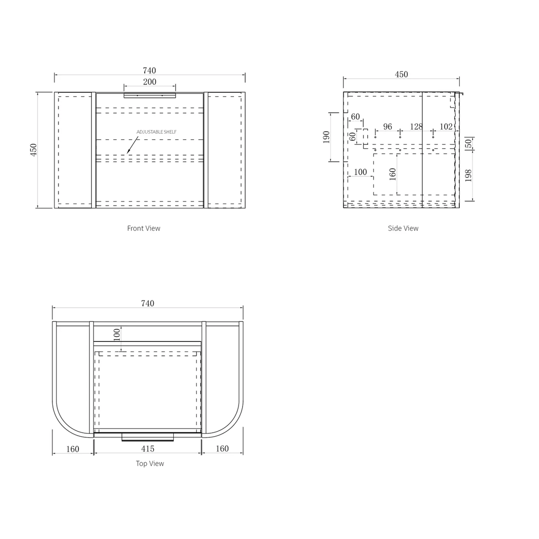 Bondi Fluted Oak Curved Wall Hung Vanity