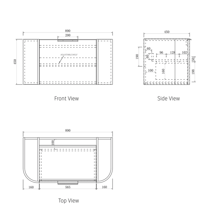 Bondi Fluted Oak Curved Wall Hung Vanity