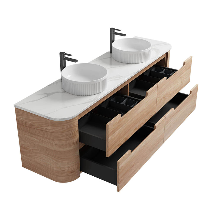 Briony Curved Timber Grain Wall Hung Vanity