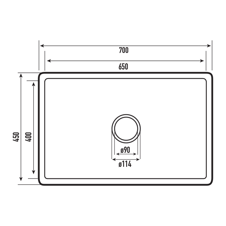 Calabria Stainless Steel Sink 700x450x250mm