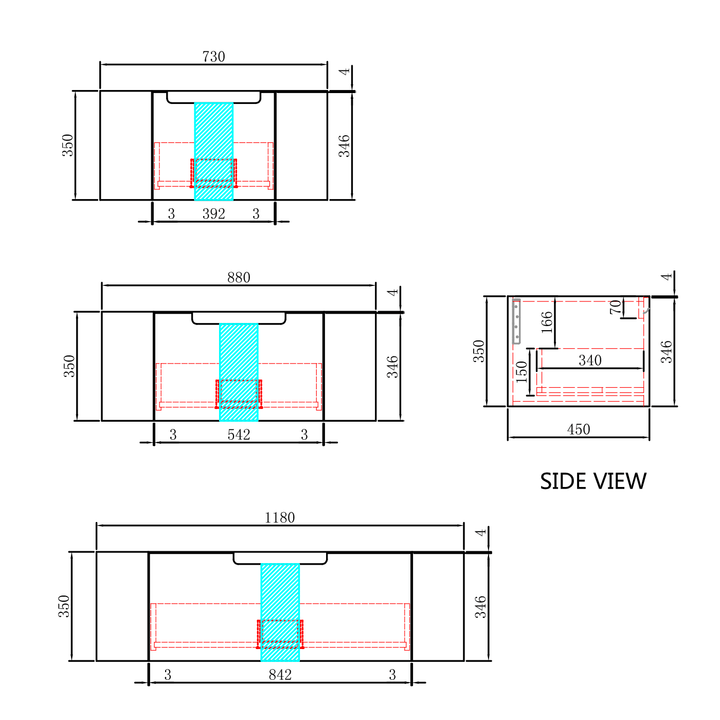 Carita Curved Timber Grain Wall Hung Vanity