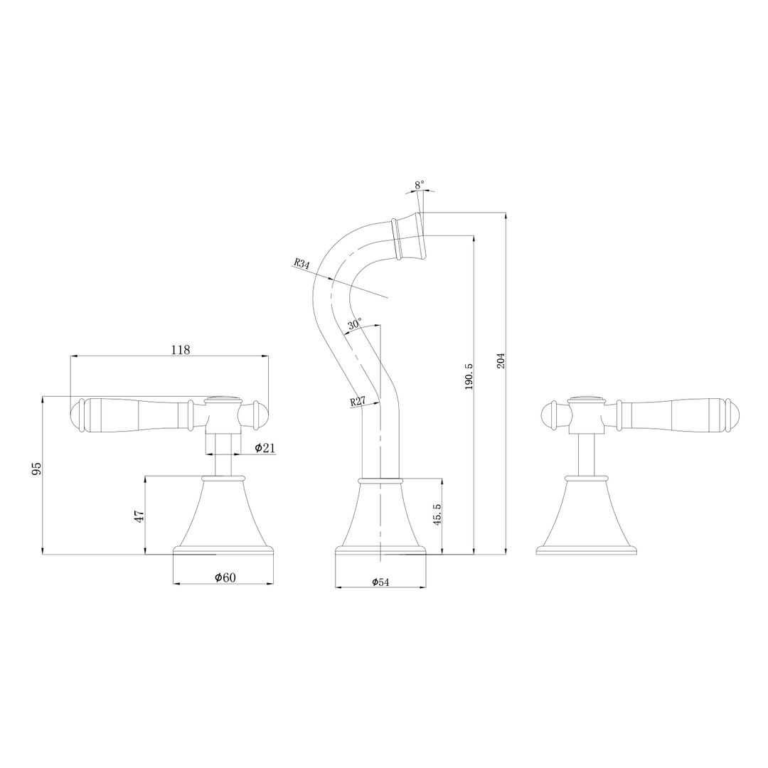 Clasico Ceramic Handle Assembly Tap Wall Set