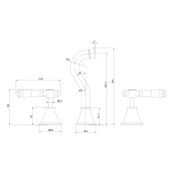 Clasico Ceramic Handle Assembly Tap Wall Set