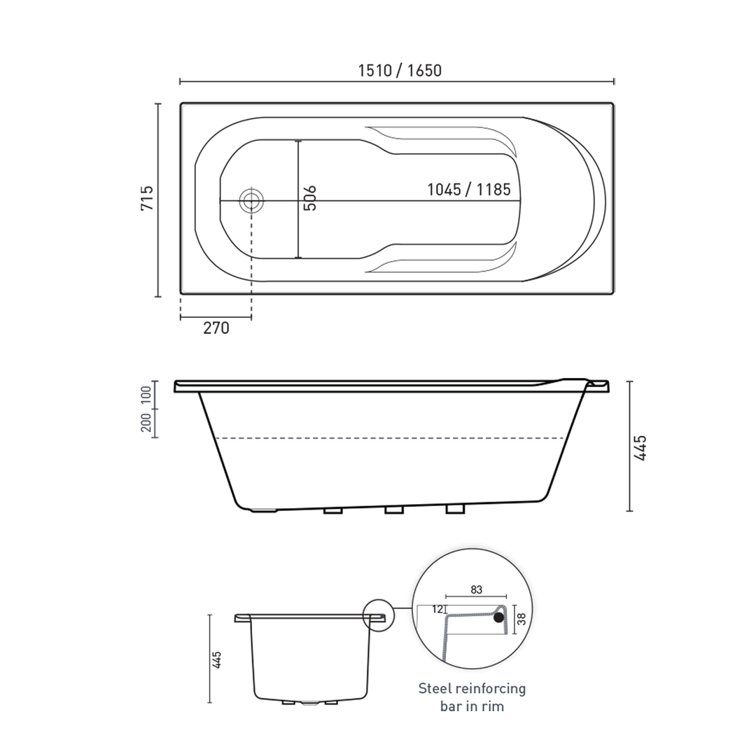 Adatto Contour Inset Spa Bathtub
