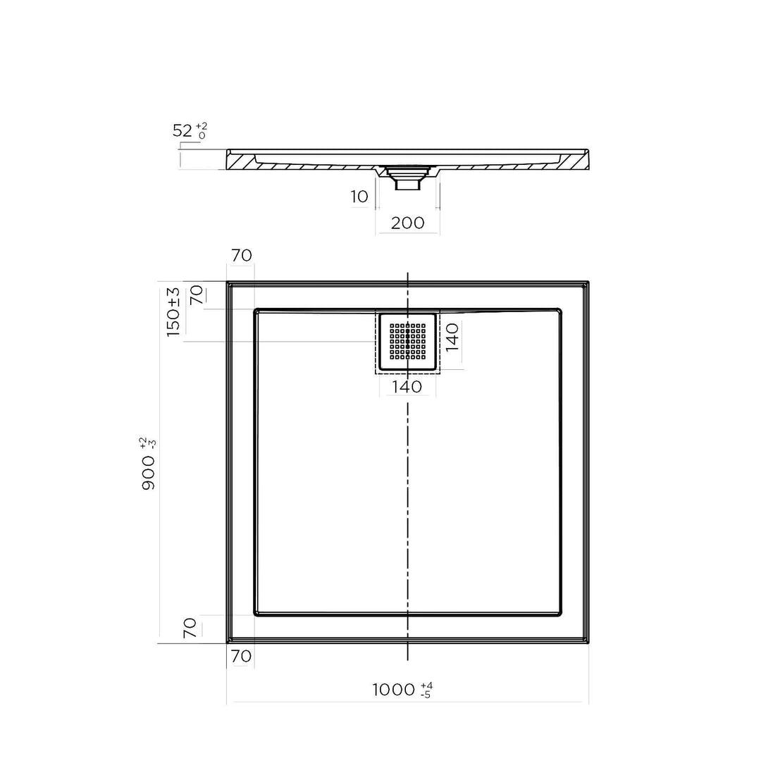 ECO Rear Outlet Stonelite Shower Base