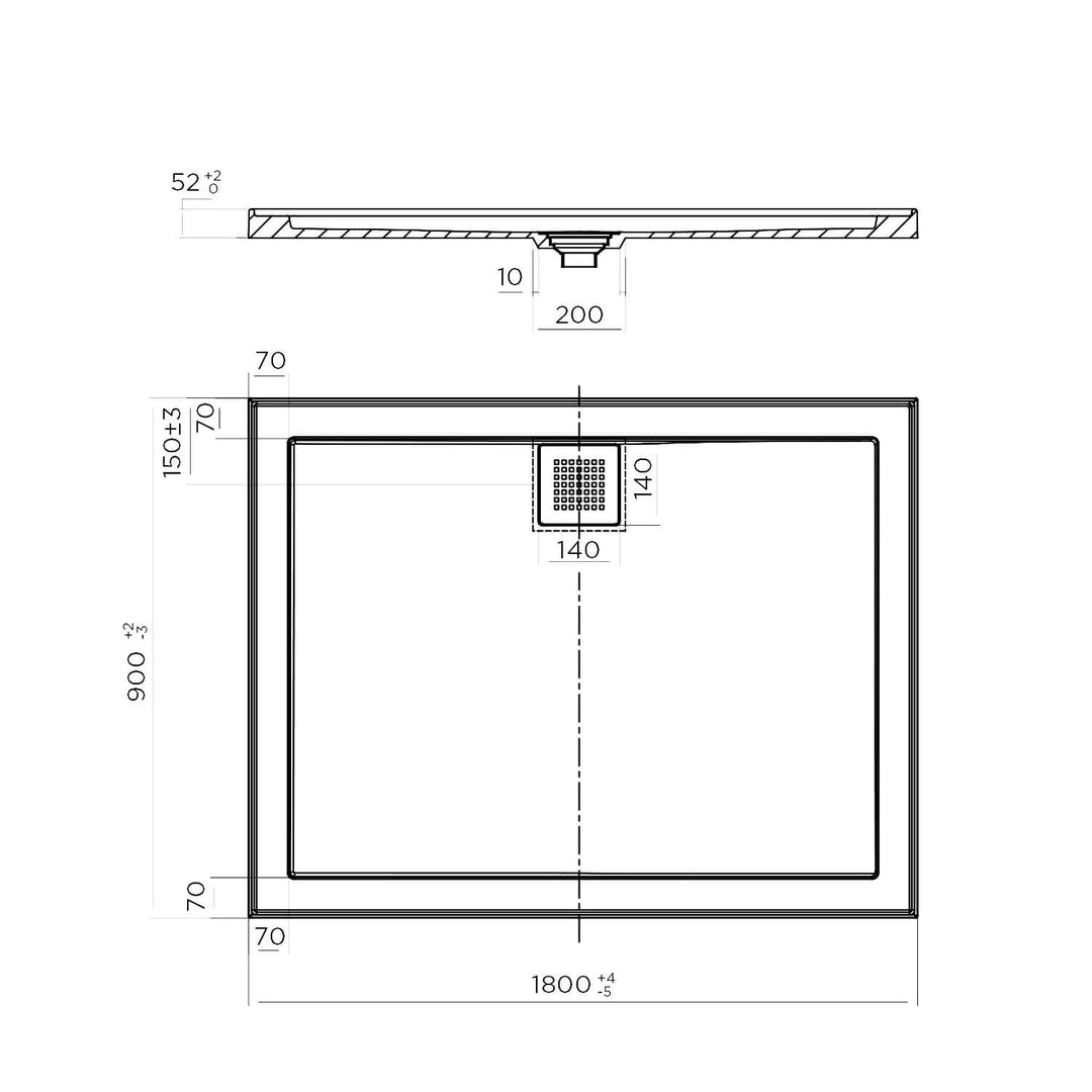 ECO Rear Outlet Stonelite Shower Base