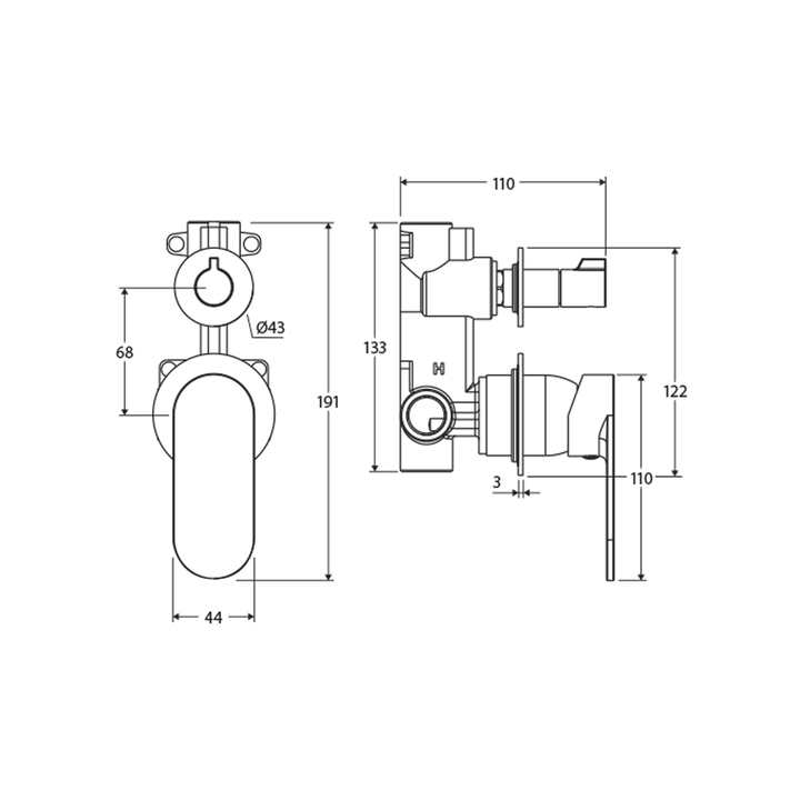 Empire Slim Diverter Wall Mixer