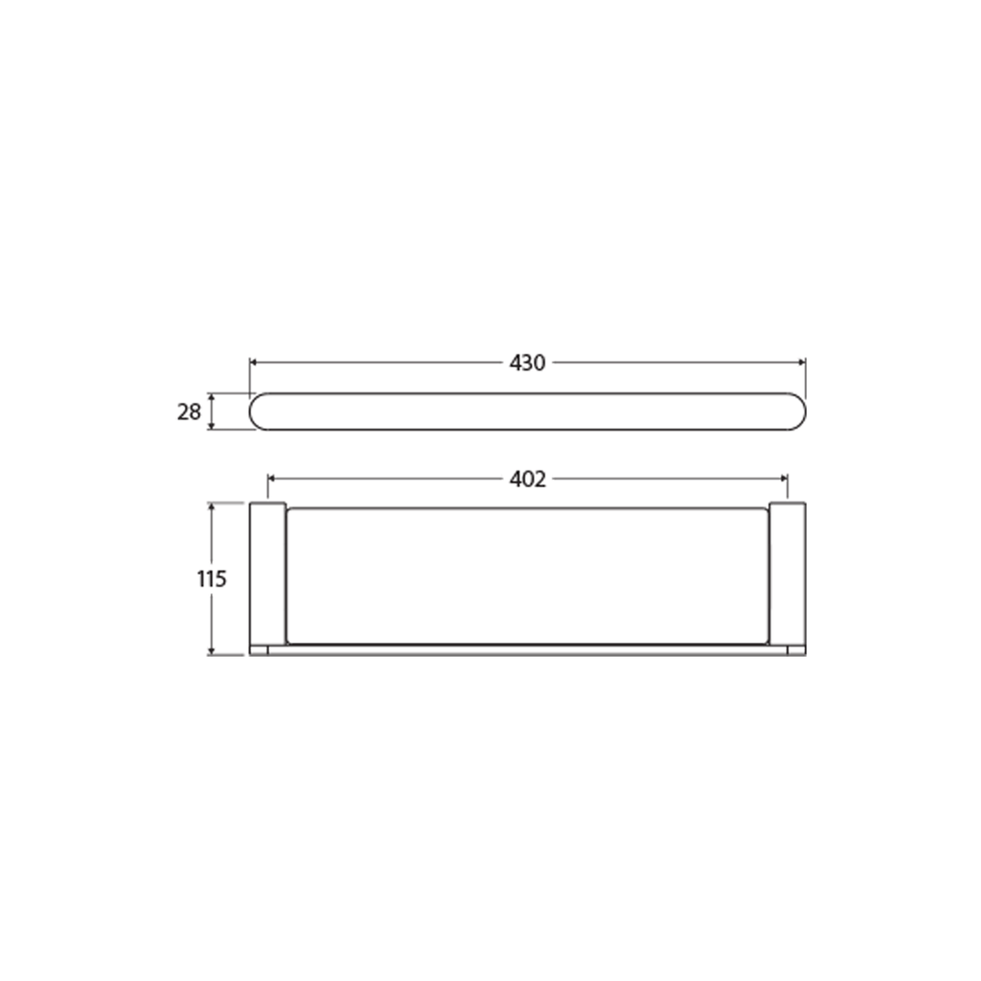 Empire Slim Glass Shelf 400mm
