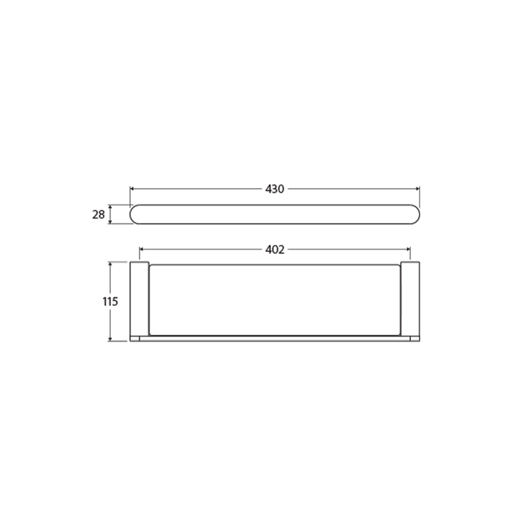 Empire Slim Glass Shelf 400mm