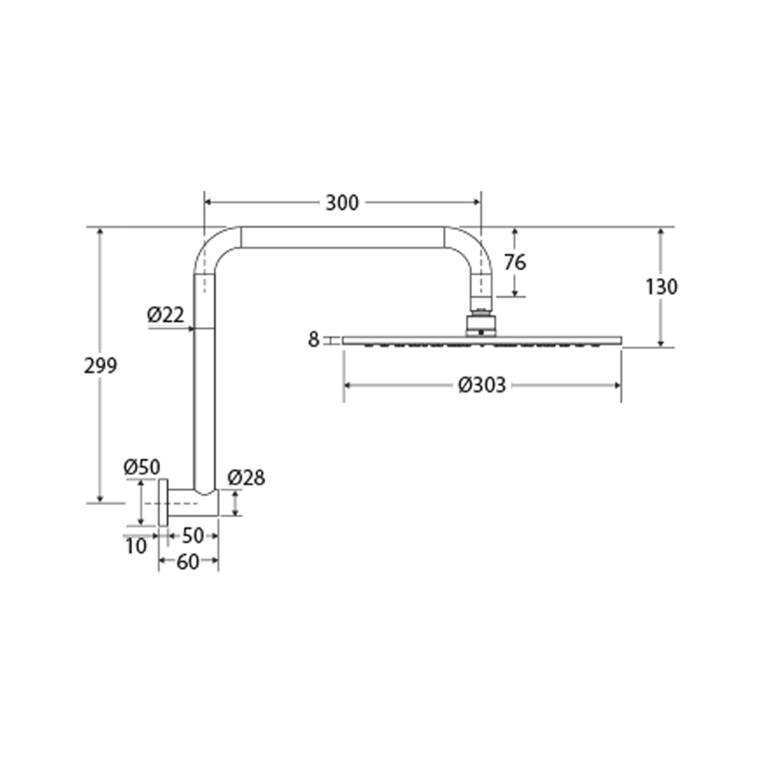 Empire Slim High Rise Shower Arm Set