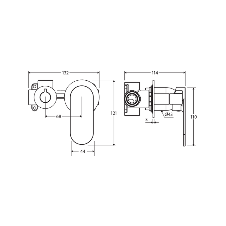 Empire Slim Horizontal Diverter Wall Mixer