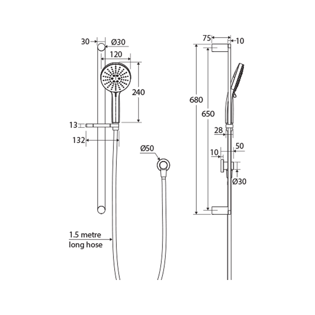 Empire Slim Sliding Shower Rail