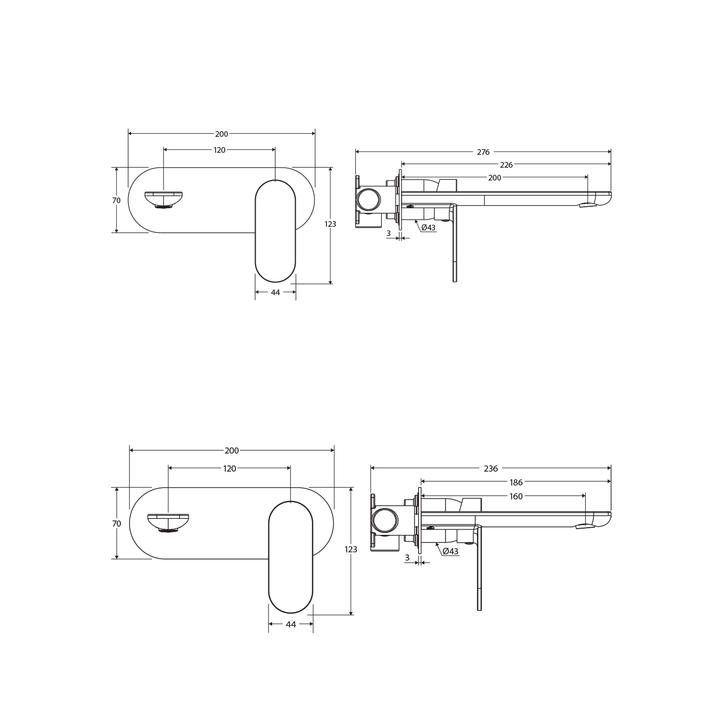 Empire Slim Single Plate Wall Mixer Set