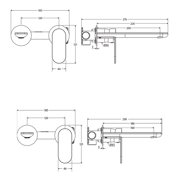 Empire Slim Wall Mixer Set