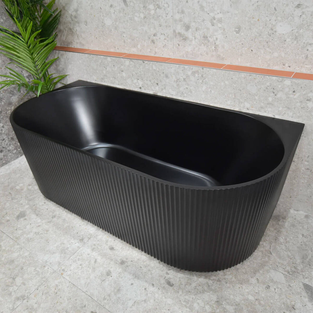 Bari Back to Wall Fluted Groove Freestanding Bathtub