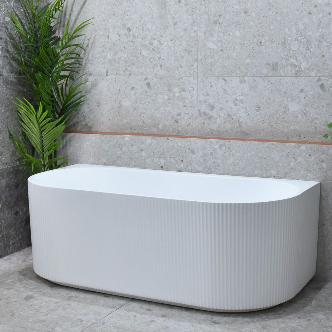 Bari Back to Wall Fluted Groove Freestanding Bathtub