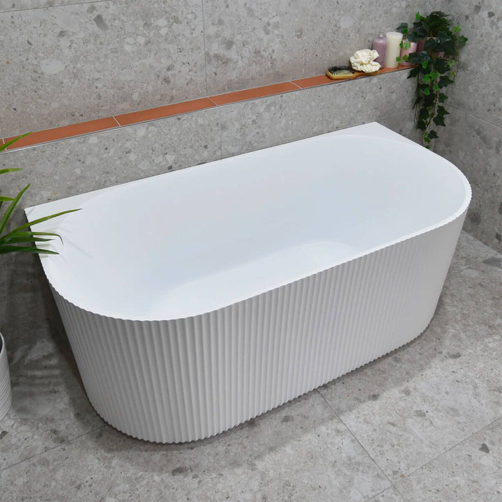 Bari Back to Wall Fluted Groove Freestanding Bathtub