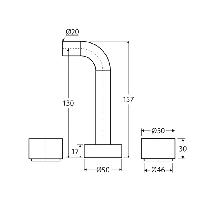 Kaya Wall Spout Assembly Tap Set