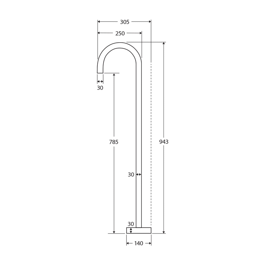 Kaya Floor Mounted Bath Outlet Spout