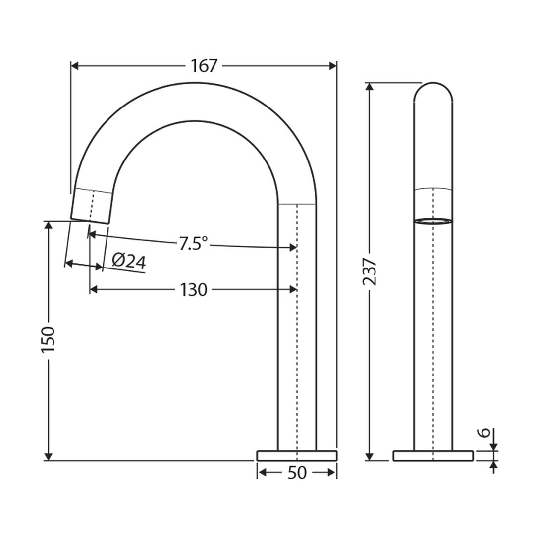 Kaya Gooseneck Hob Outlet Spout