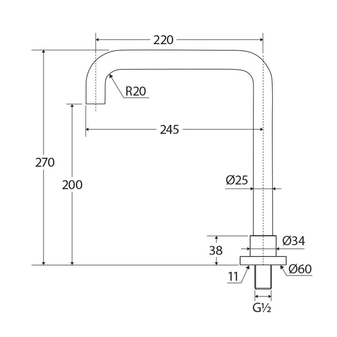 Kaya Squareline Hob Outlet Spout