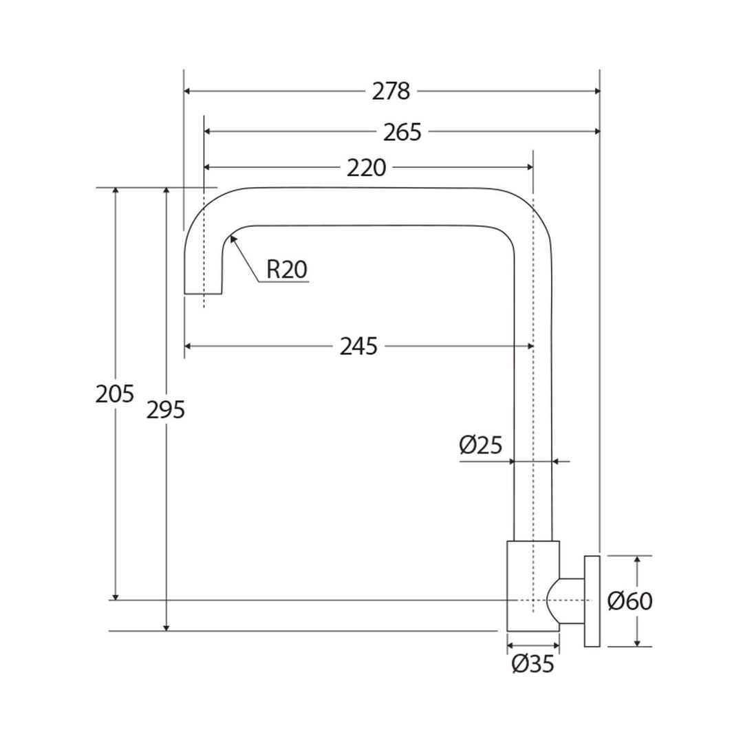Kaya Squareline Wall Swivel Outlet Spout