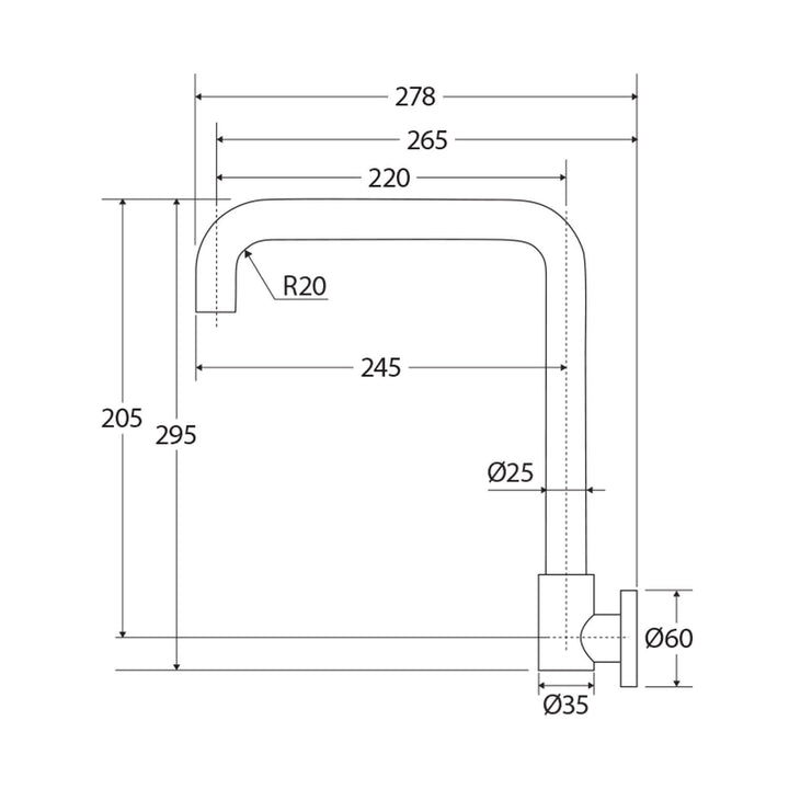 Kaya Squareline Wall Swivel Outlet Spout