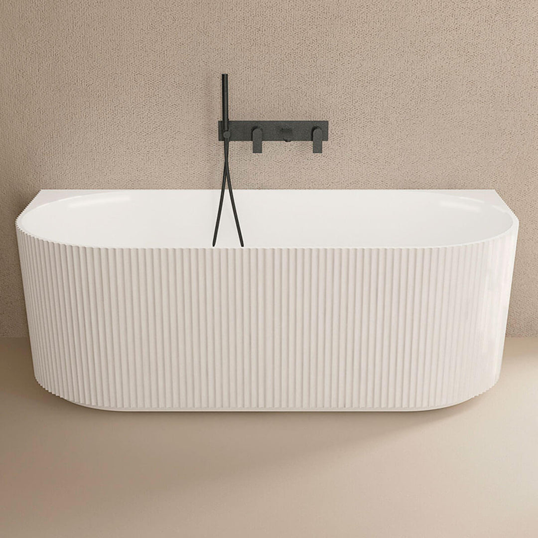 Kira Back-To-Wall Ribbed Freestanding Bathtub