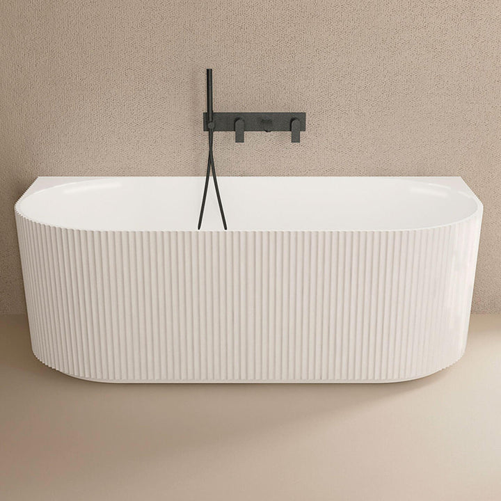 Kira Back-To-Wall Ribbed Freestanding Bathtub