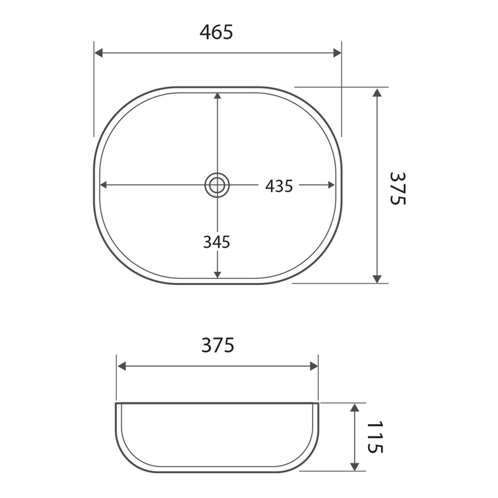 Koko Curved Above Counter Basin 465x375mm